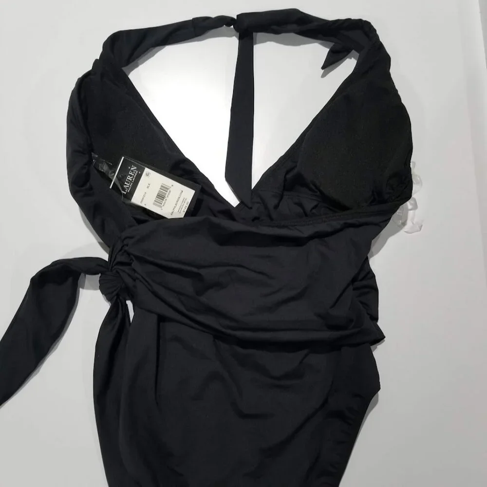 Lauren Ralph Lauren Halter Side-Tie Tummy-Control Black - Picture 10 of 14